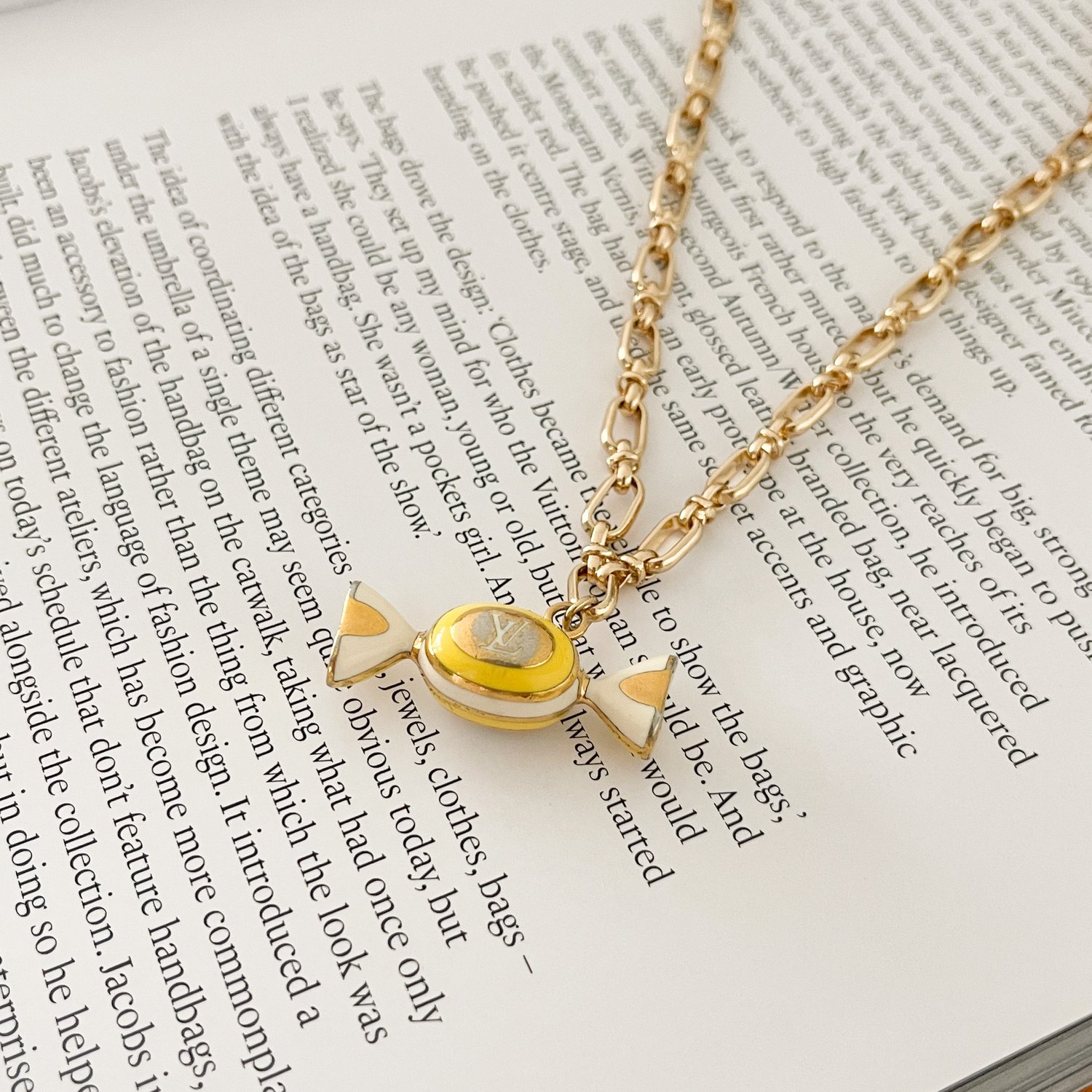 RARE Louis Vuitton LV Wrapped Candy Necklace - Canary Yellow — sororité.