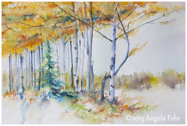 Autumn's Edge, 14" x 21" watercolour by Angela Fehr