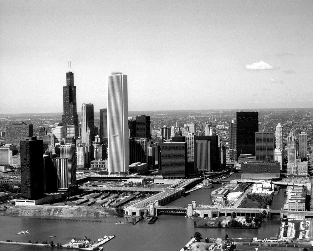 Lake Shore Drive 01 Chicago Skyline hnPrints Linocut Print