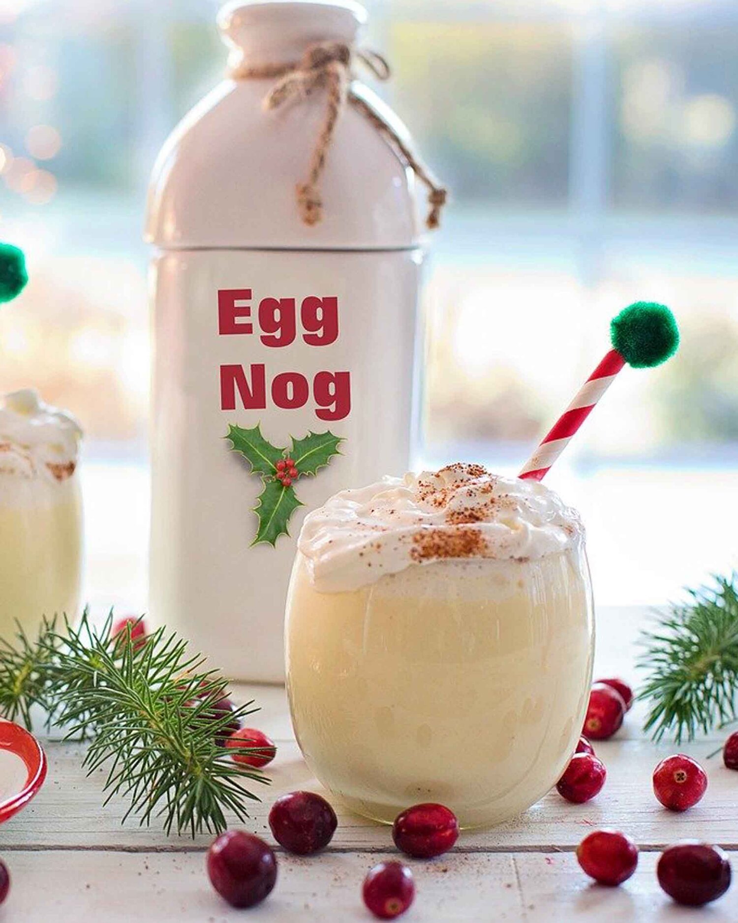 Eggnog Glasses and Recipe for Christmas