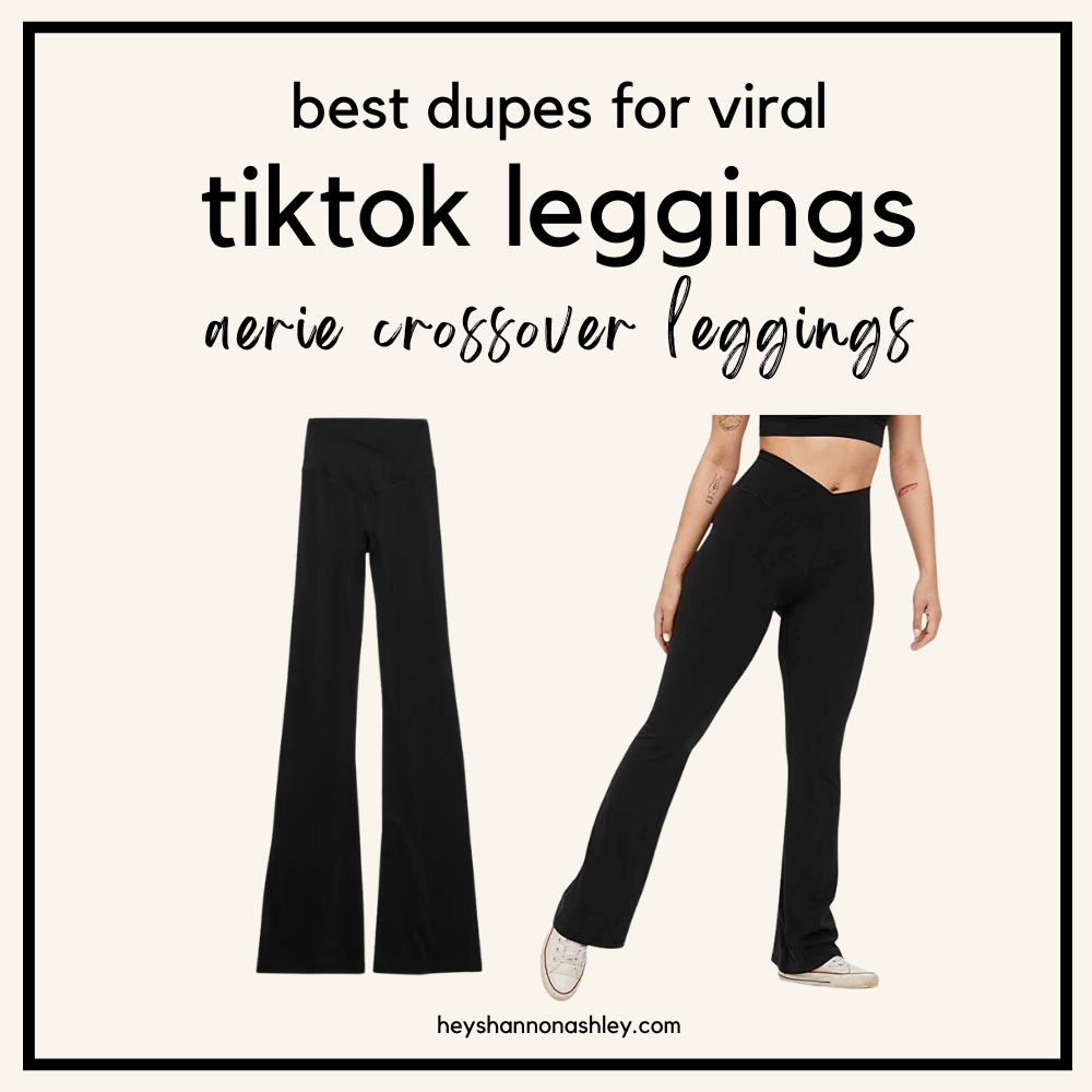 The New TikTok Leggings + Dupes for Aerie Cross Flare Leggings — hey  ShannonAshley