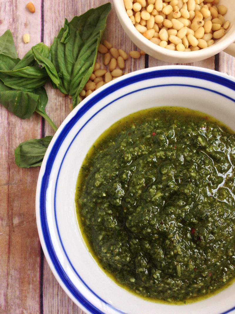 Pesto made with Pine Nuts and Basil
