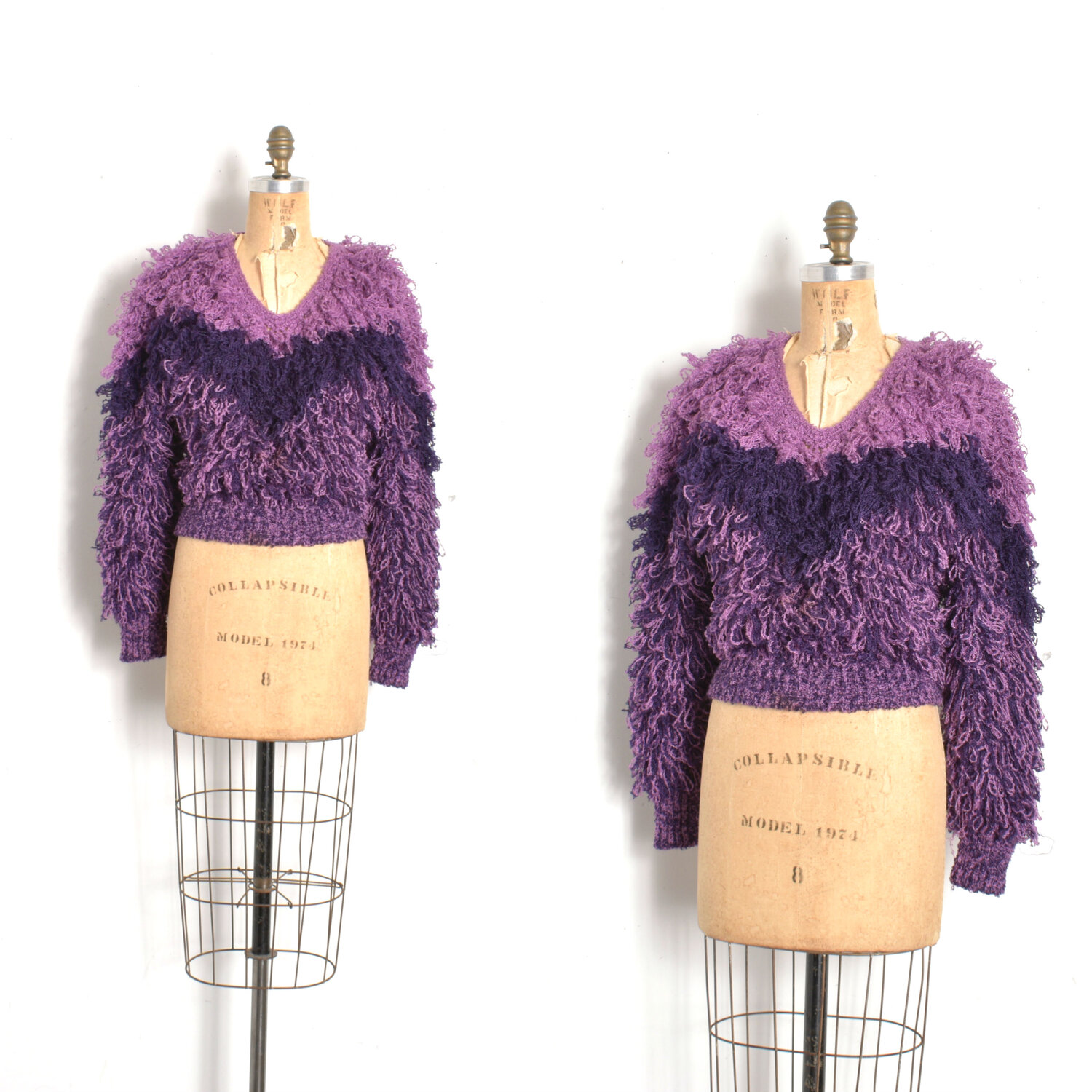 1980s Shaggy Purple Knit Sweater-S/M — La Poubelle Vintage