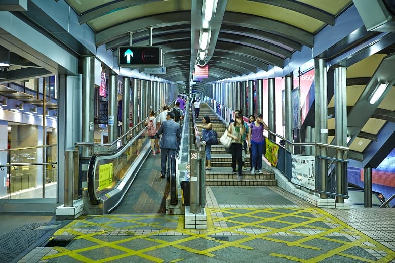 Take a break on your walking tour Hong Kong with the escalator