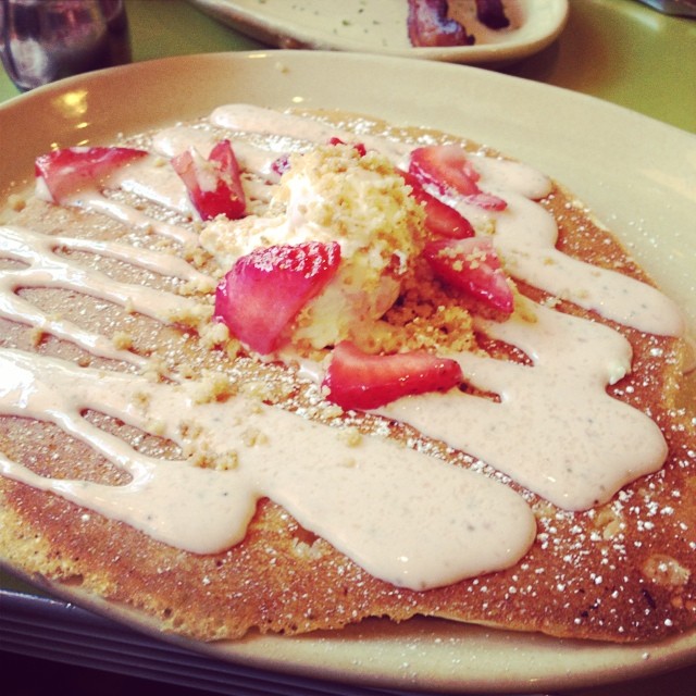 Malted strawberry pancake at Snooze