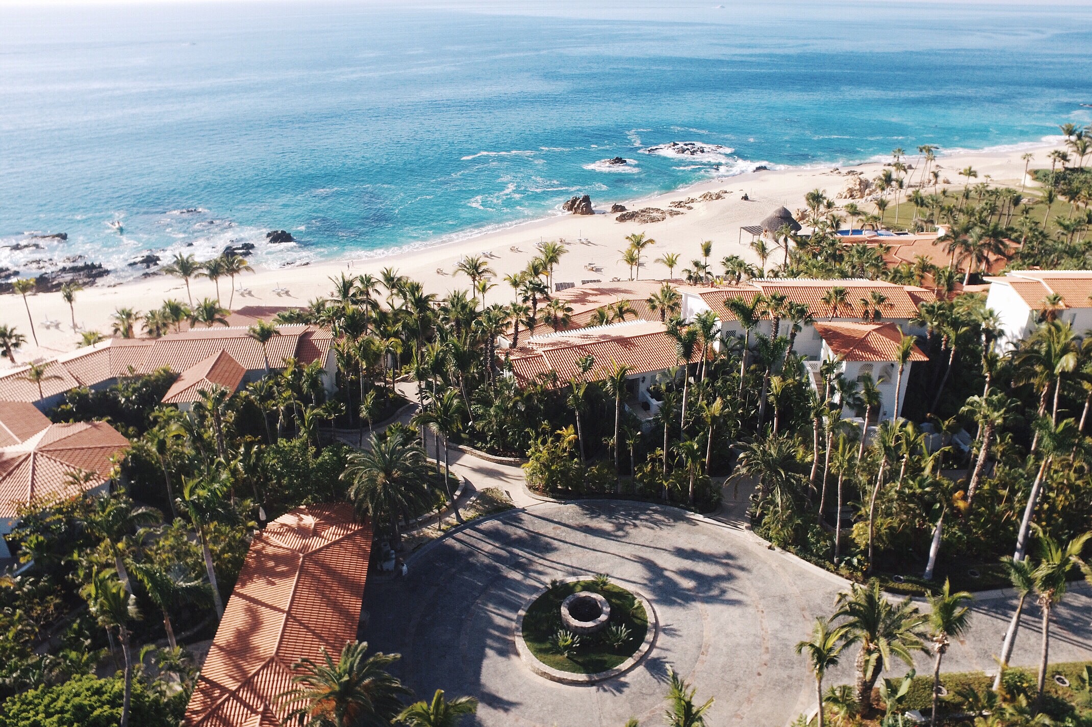 Aerial shot of the One and Only Palmilla in Cabo, Mexico taken on a drone.
