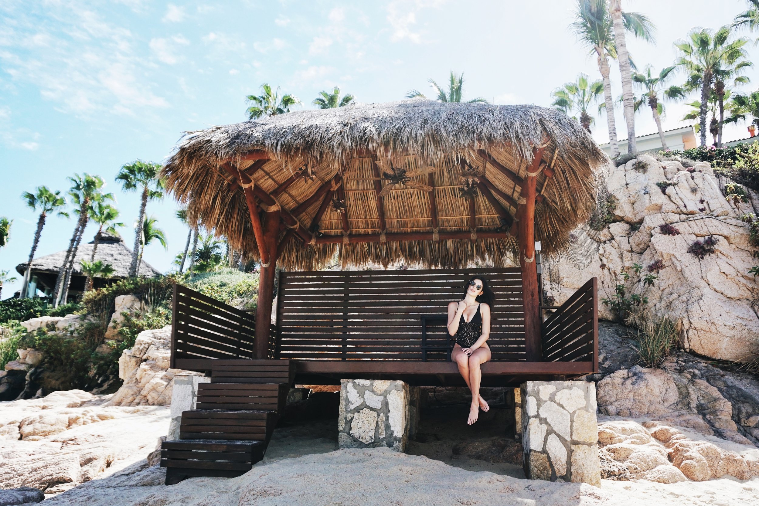 Julia Friedman posing in a Frankie's Bikini at the One and Only Palmilla in Cabo, Mexico.