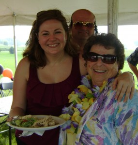 With Aunt Janet (that's Birthday Boy/Elvis impersonator Pat behind us) and my plate of turkey