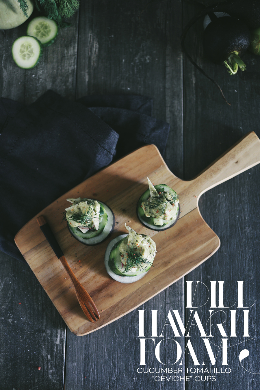 Cucumber Tomatillo Ceviche | Dill Havarti Foam | Dine X Design