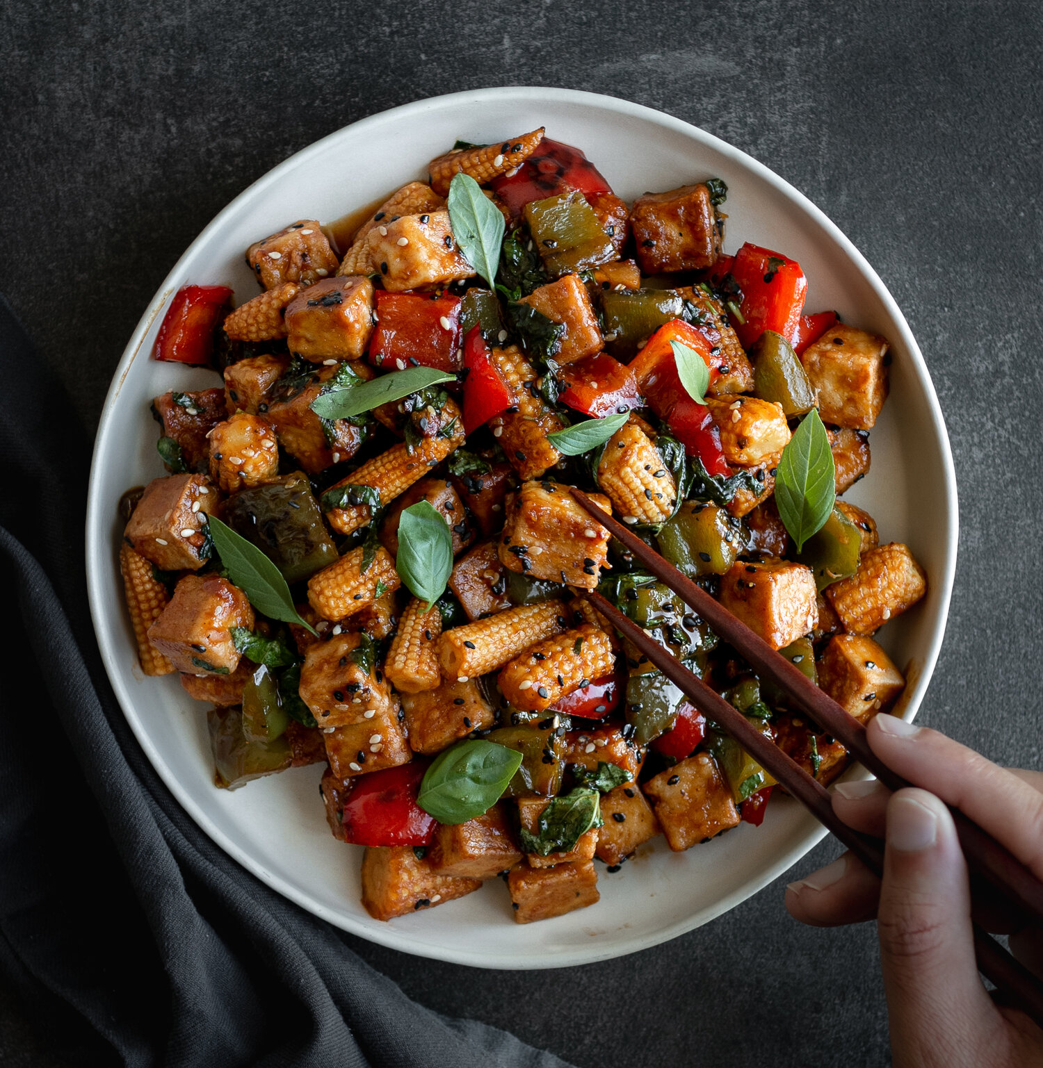 Spicy Basil and Sesame Tofu Stir Fry — Sheil Shukla