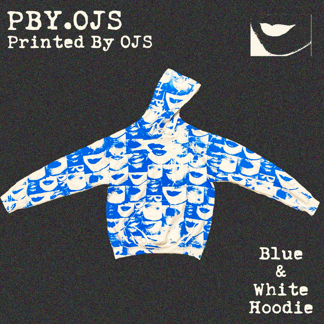 Lip Print Blue & White Hoodie — PBY.OJS
