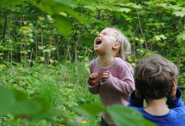 children play in nature