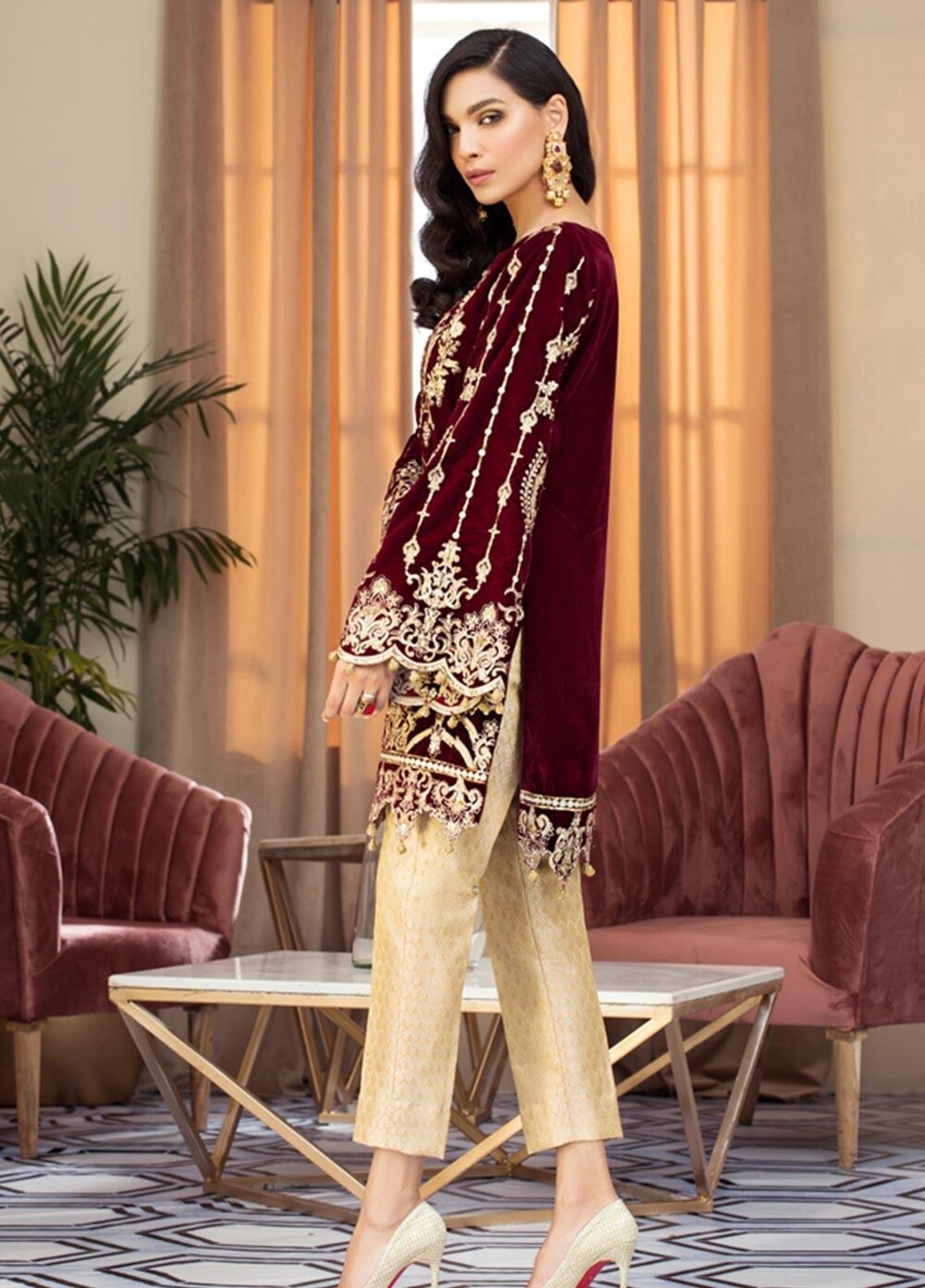 velvet formal dresses pakistani