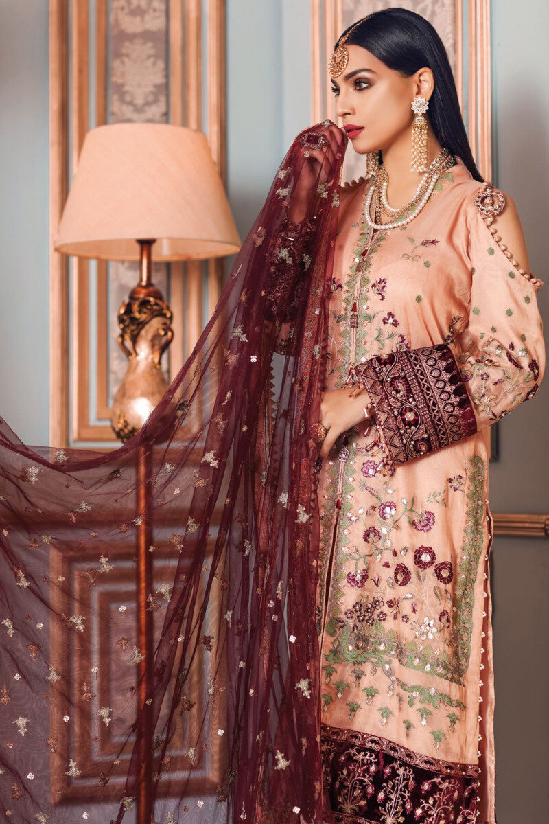 Pakistani Designer Suit Wedding/Eid Collection Shalwar Kameez Chiffon Stitched 
