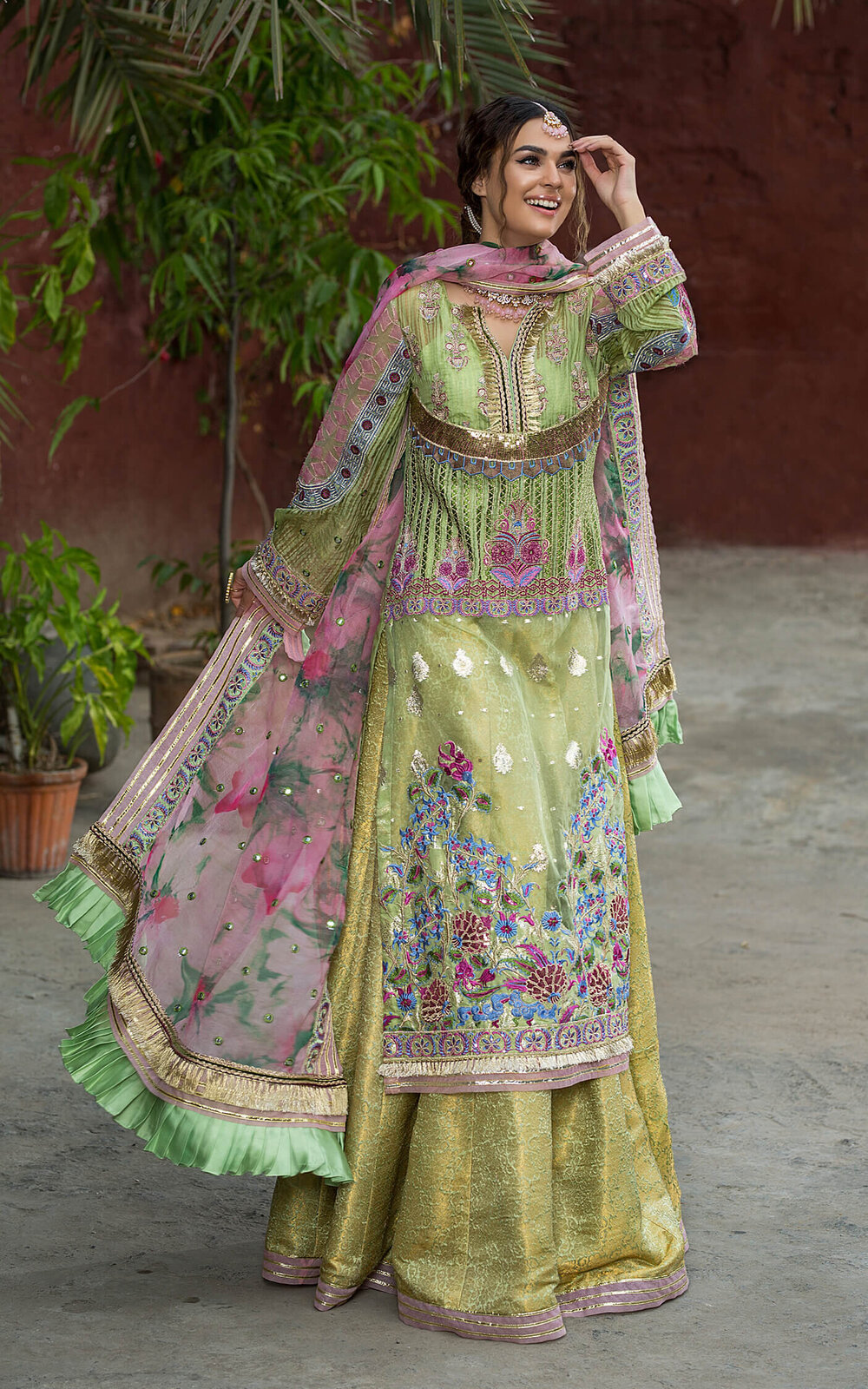 Pakistani Sharara Designer Shalwar Suit Bollywood Salwar Kameez Dupatta Dress 