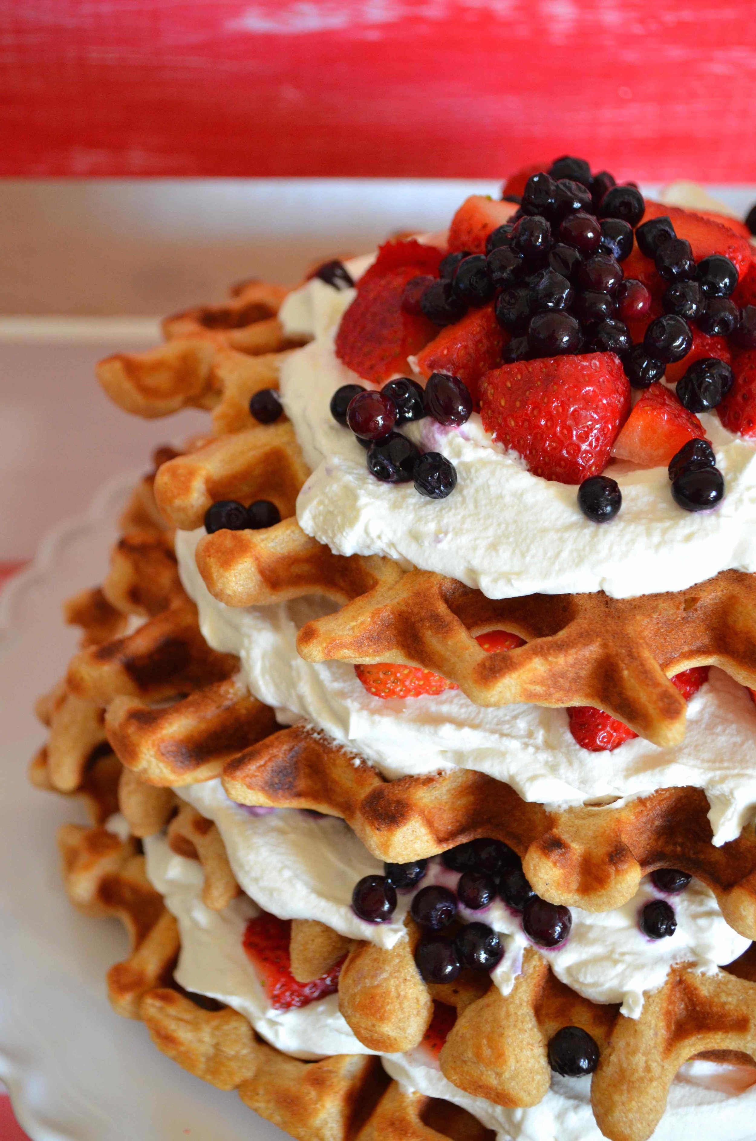 Waffle Cake with Maple Mascarpone Whipped Cream — From Scratch with ...