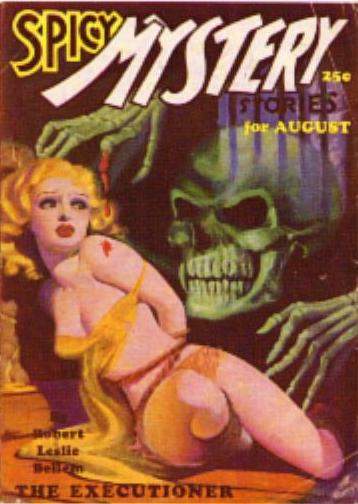 Pulpy cover of Spicy Mystery Stories from August 1935.
