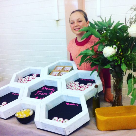 Make a difference- Ash selling her lip balm at the 'Yes You Can' conference