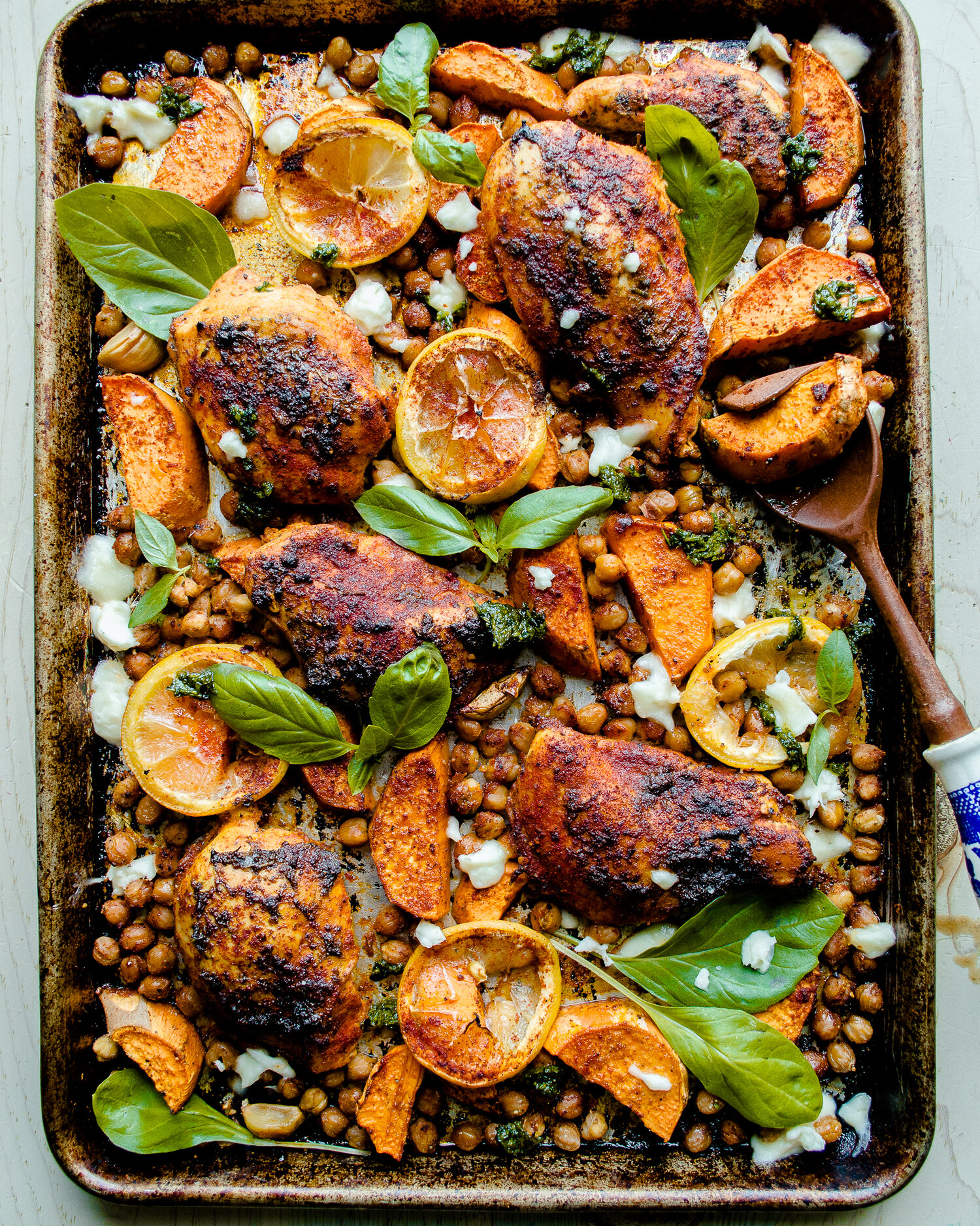 Sheet Pan Harissa Chicken With Sweet Potatoes And Chickpeas Inspired With A Twist