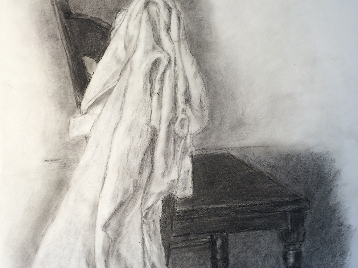 Detail of fabric study drawing by L.S. King. 