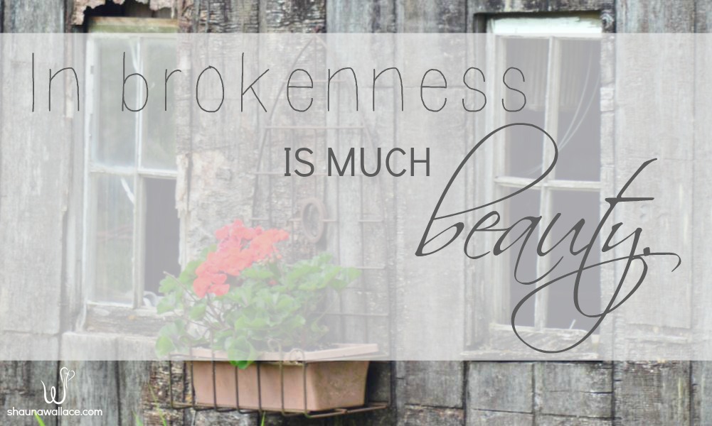 Sometimes in the broken is where we find the beautiful. Brokenness binds the beautiful.