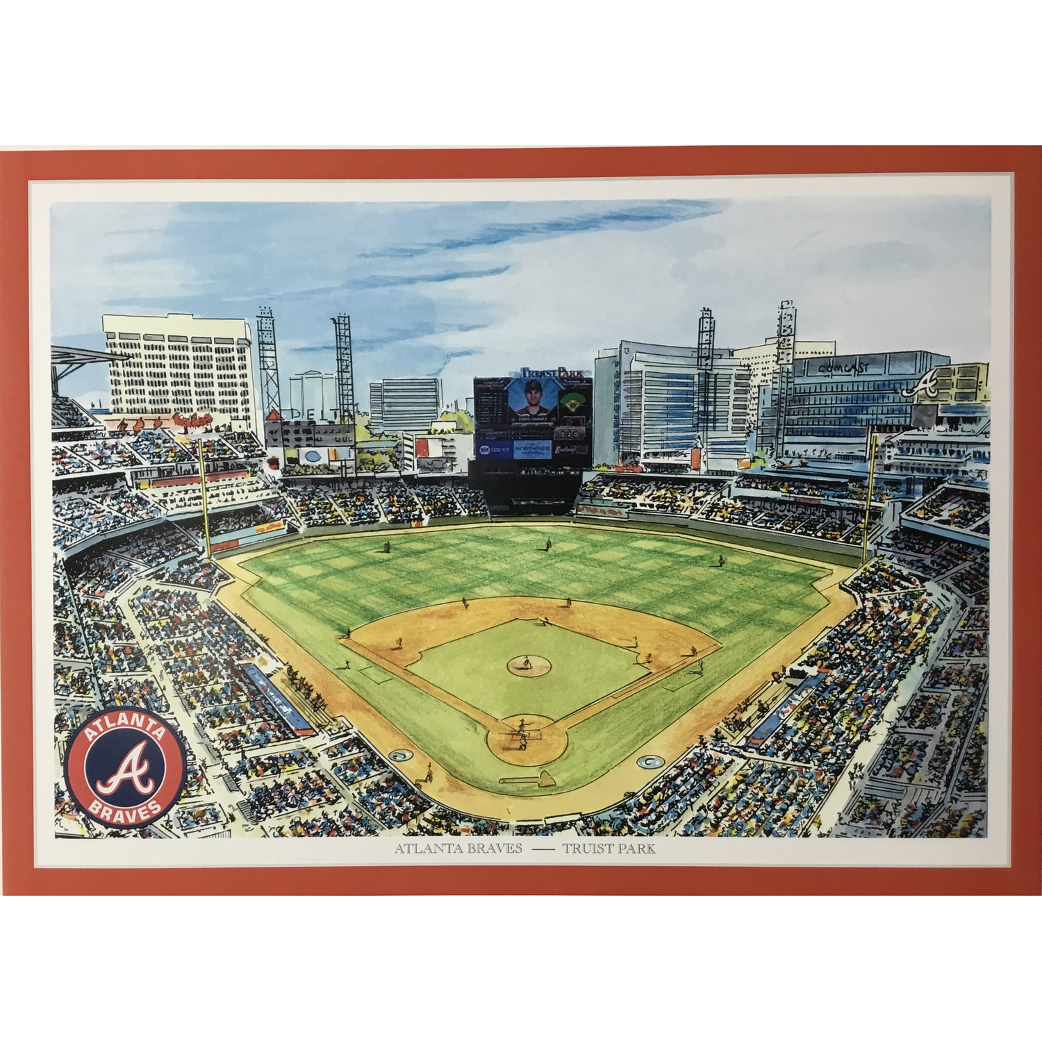 Atlanta Braves – Truist Park LIMITED EDITION Pen and Ink and Watercolor Art  Print by John Stoeckley — Reflections