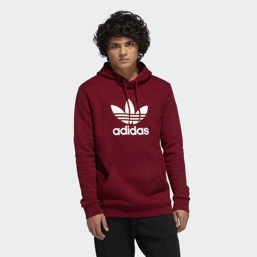 adidas trefoil burgundy hoodie