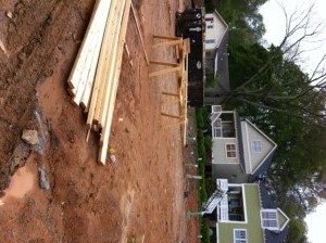 What our new house currently looks like. A pile of dirt and boards. 