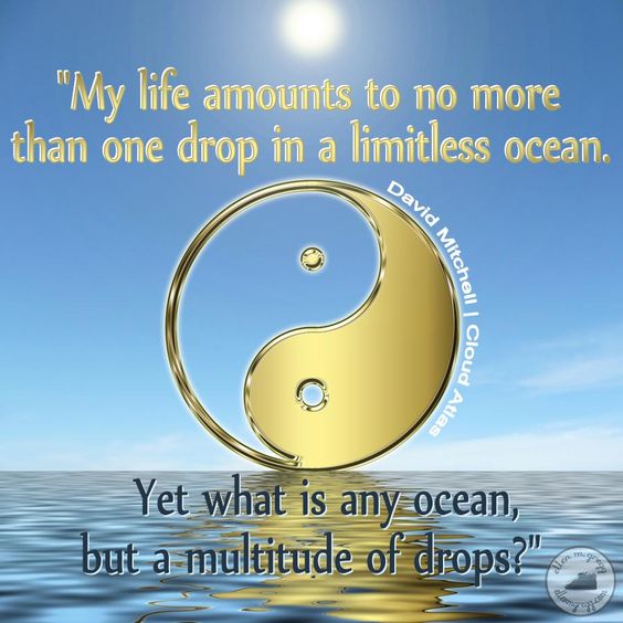 My life amounts to no more than one drop in a limitless ocean. Yet what is any ocean, but a multitude of drops?" ~David Mitchell, Cloud Atlas quote