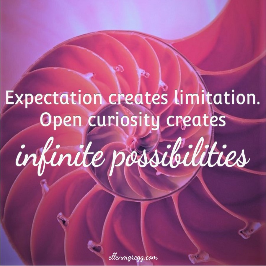 Expectation creates limitation. Open curiosity creates infinite possibilities. ~Intuitive Ellen :: Ellen M. Gregg ~ #quote #infinitepossibilities