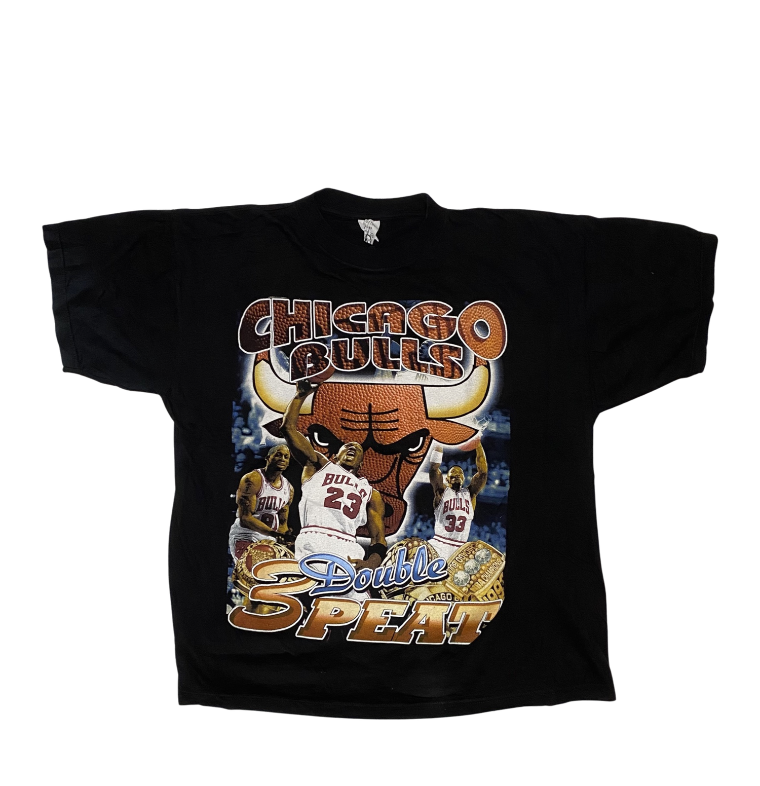 DRY ROT Vintage 1998 Chicago Bulls Double 3Peat Rap Tee T-Shirt