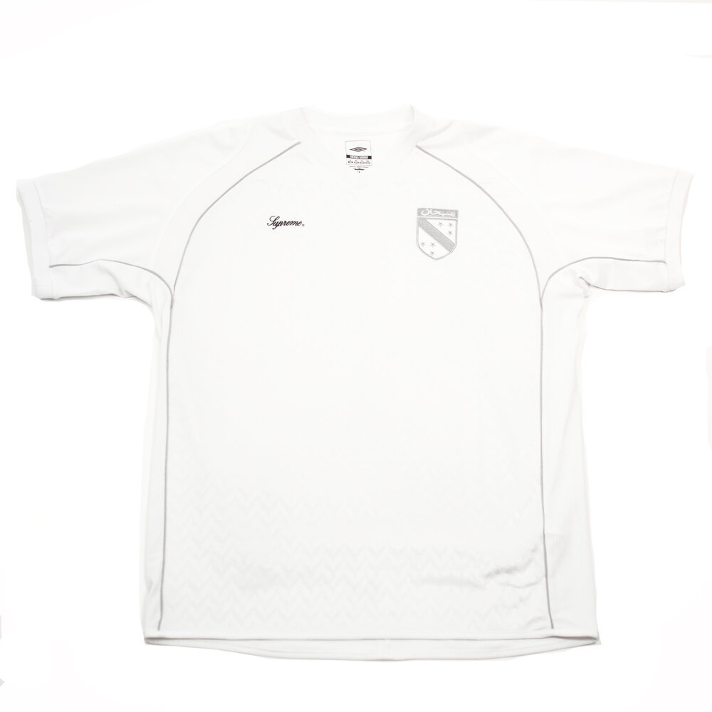SS05 OG Supreme x Umbro 'Arabic' Soccer Jersey White — The Pop-Up📍