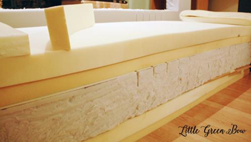 The foam used for the seats - One foam hospital mattress cut to size and 2 foam queen mattress toppers cut in half