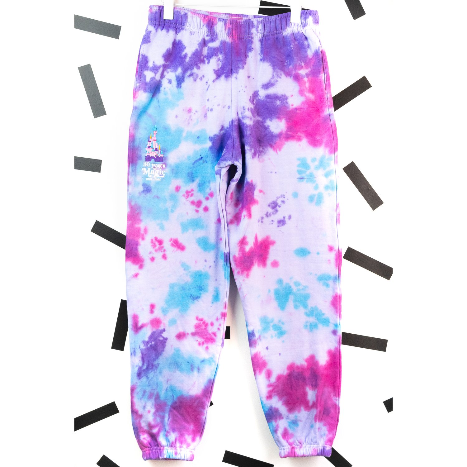 "30 Years of Magic" Castle Embroidered Tie Dye Joggers - Teeq