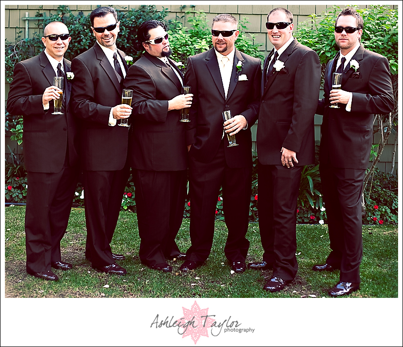 cool groomsmen shot for a brown and teal wedding