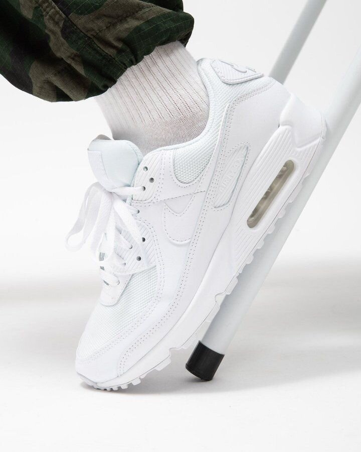 nike air max 90 recraft trainers in triple white
