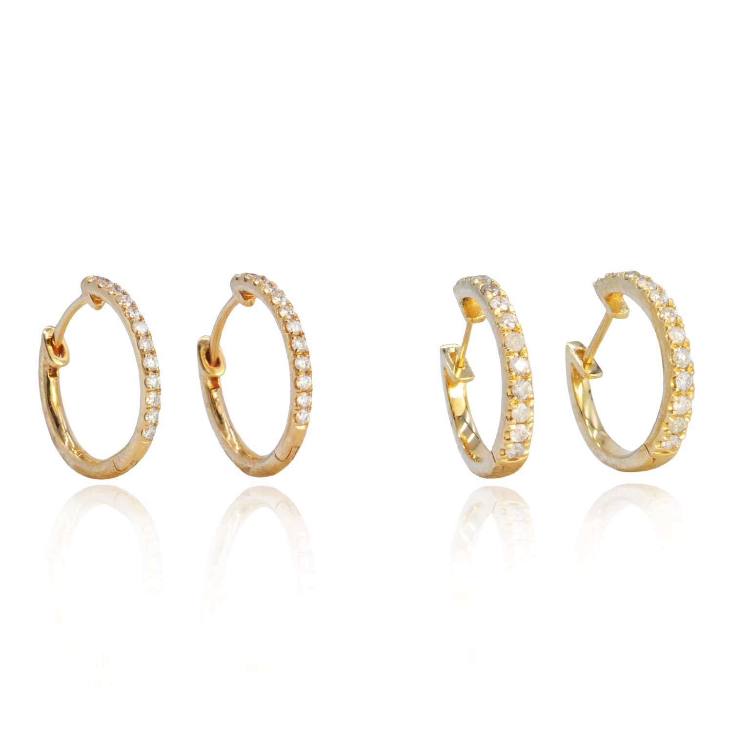 Gold Huggie Hoop Earrings with Diamonds & Charms — Rebecca Myers Design