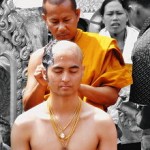 Buddhist monk head shaved