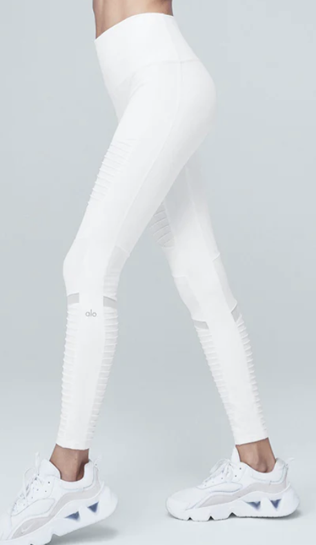 High-Waist Moto Legging - White/White Glossy - White/White Glossy / XXS