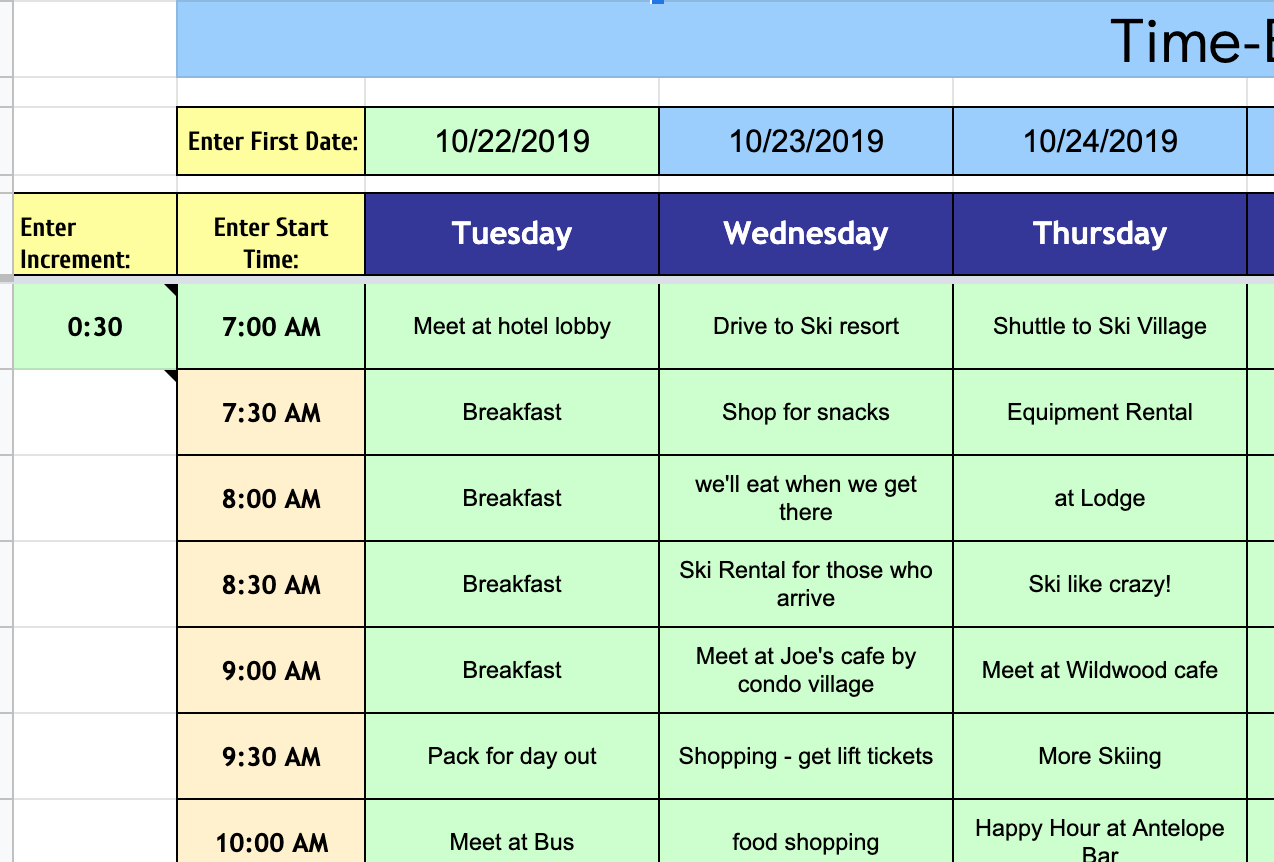 Travel Itinerary Template Google Docs Sheets and Excel — Spreadsheet Man