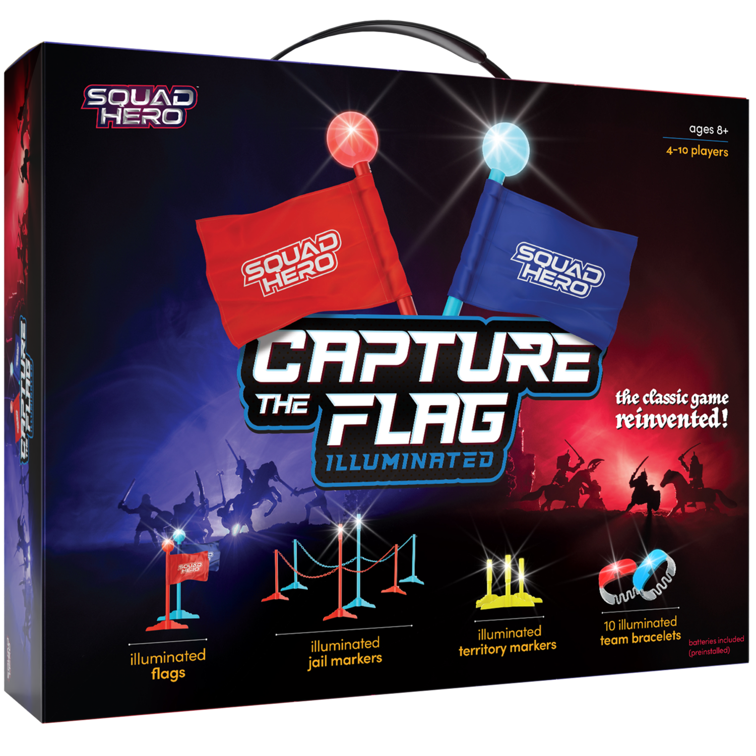 Play22 American Capture The Flag Glow in The Dark Game - Capture The Flag  Game Up to 14 Players - Capture The Flag Set Includes 14 Bands, 16 Team