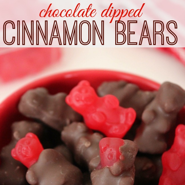 Looking for a simple treat to make? Enjoy these 2-ingredient Chocolate dipped cinnamon bears