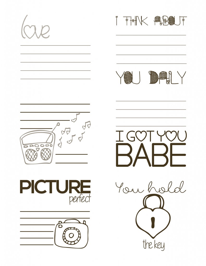 Stuck On You Love Notes Printable