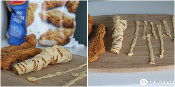 Make these delicious mummy chicken strips to feed your whole gang and get ready for The Peanuts Movie.