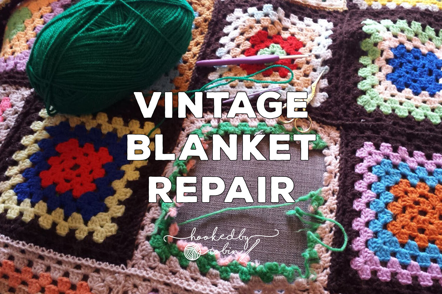 Vintage Crochet Granny Square Repair Tutorial — Hooked by Robin