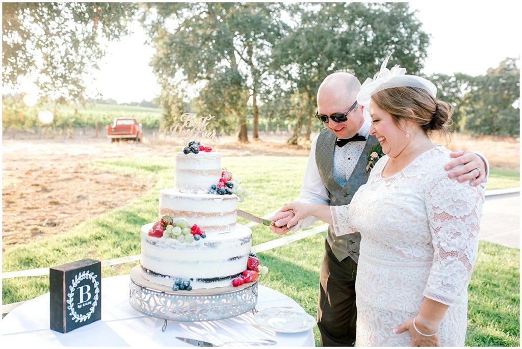 Private Estate Wedding in Sonoma County cutting wedding cake