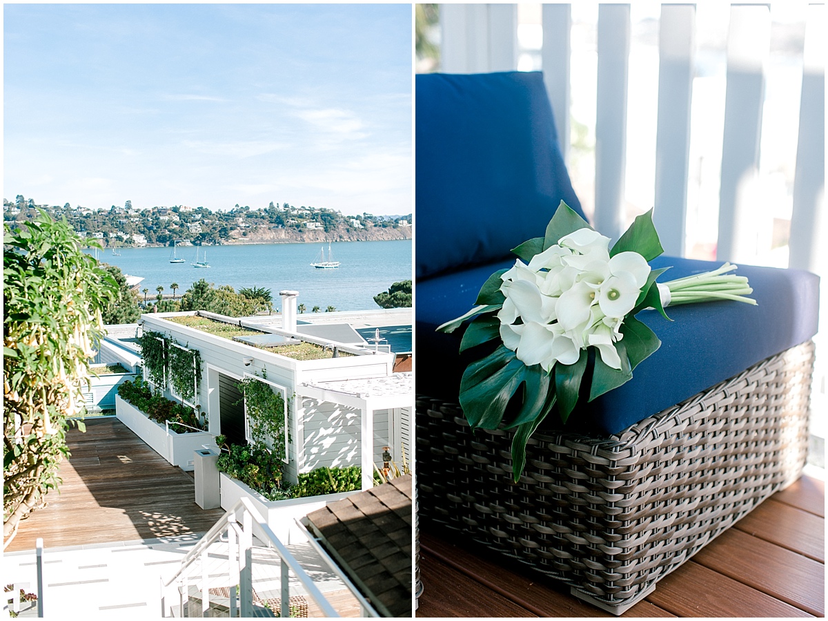 Gorgeous wedding at Presidio Yacht Club bridal bouquet and scenery at Casa Madrona