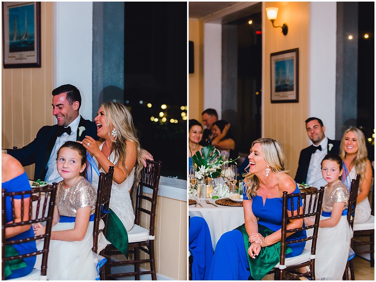 Gorgeous wedding at Presidio Yacht Club reactions during toasts