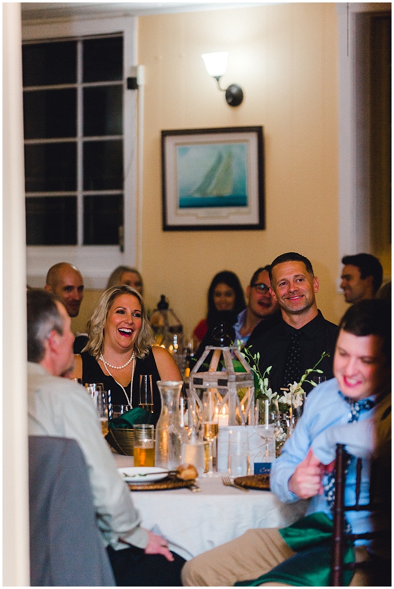 Gorgeous wedding at Presidio Yacht Club guest reactions during toasts