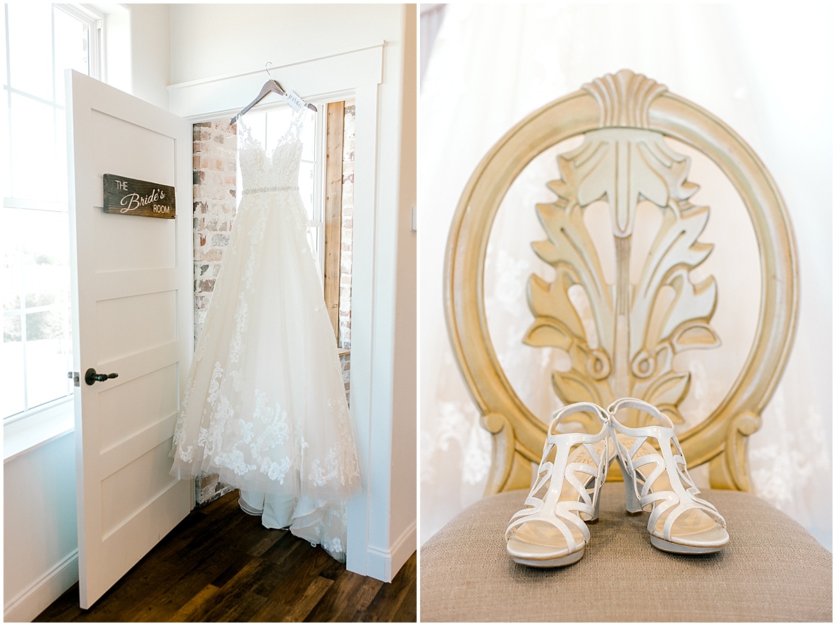 Wedding at Rustic Grace Estate wedding dress and bridal shoes